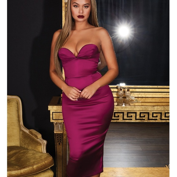 berry satin dress